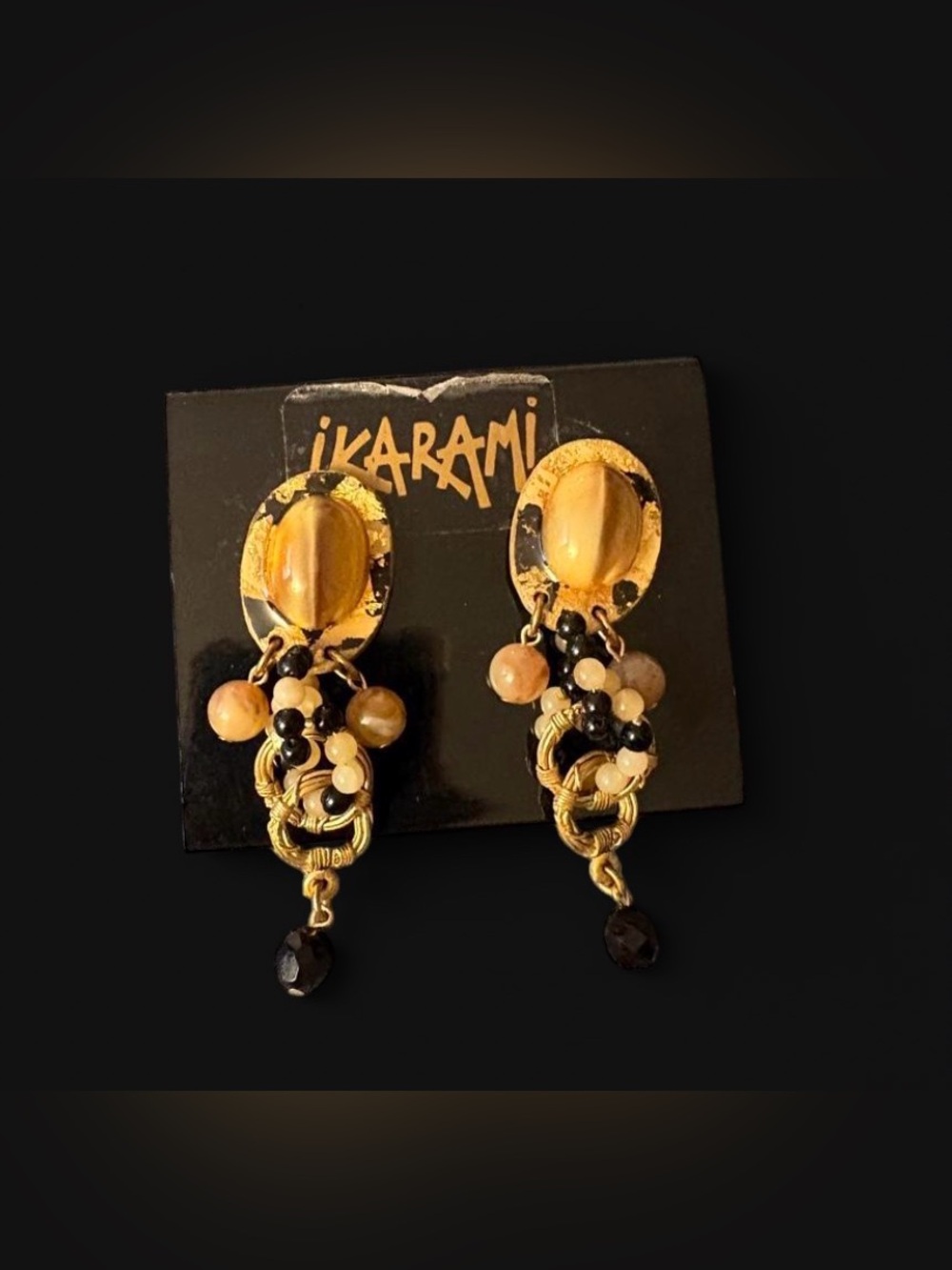 Vintage 1980s IKARAMI Couture Statement Clip-On Earrings -rare find